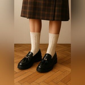 Walk London black chunky campus tassel loafers Size UK8/US10